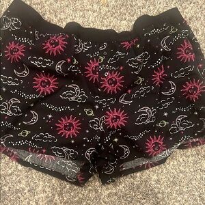 Like New Black and Pink Celestial Print Pajama Shorts